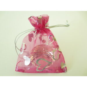 Organzapåse hjärtan, rosa 10x15 cm