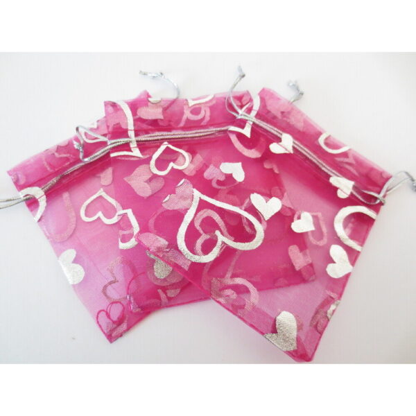 Organzapåse hjärtan, rosa 10x15 cm - Bild 2