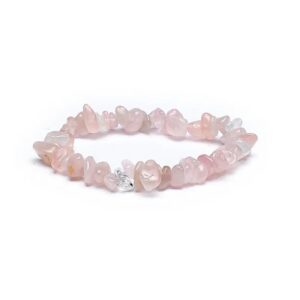 Armband chips av rosenkvarts, 17,5 cm elastiskt