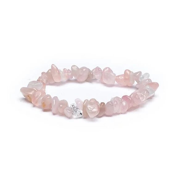 Armband chips av rosenkvarts, 17,5 cm elastiskt