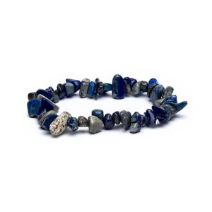 Armband chips av lapis lazuli, 17,5 cm elastiskt