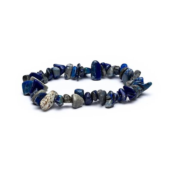 Armband chips av lapis lazuli, 17,5 cm elastiskt