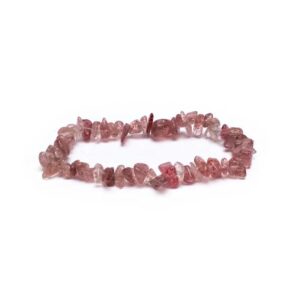Armband chips av jordgubbskvarts, 17,5 cm elastiskt