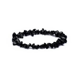 Armband chips av svart turmalin, 17,5 cm elastiskt