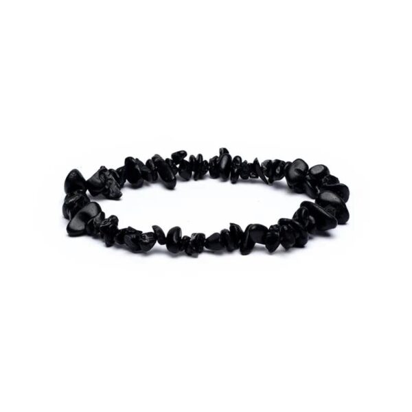 Armband chips av svart turmalin, 17,5 cm elastiskt