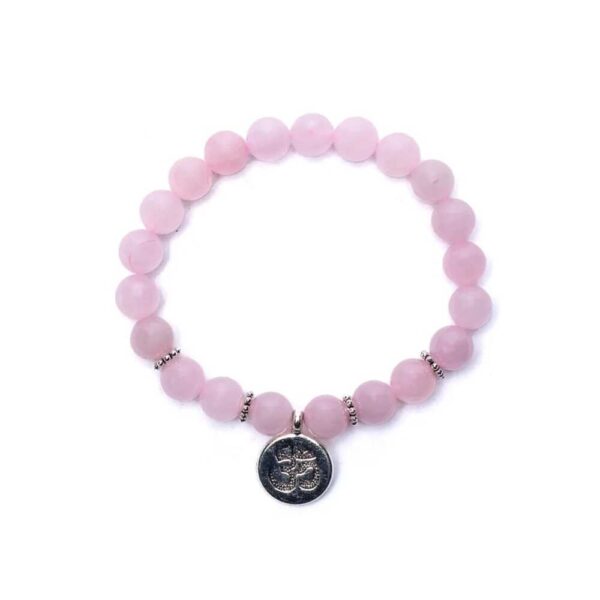 Armband rosenkvarts med hänge Aum, elastiskt - Bild 2