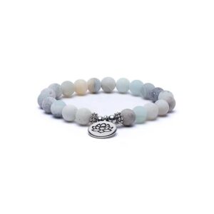 Armband amazonit med hänge lotus, 8 mm pärlor