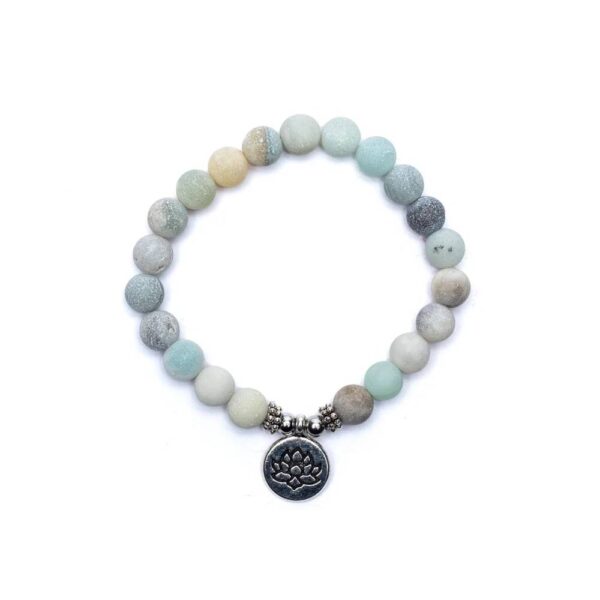 Armband amazonit med hänge lotus, 8 mm pärlor - Bild 2
