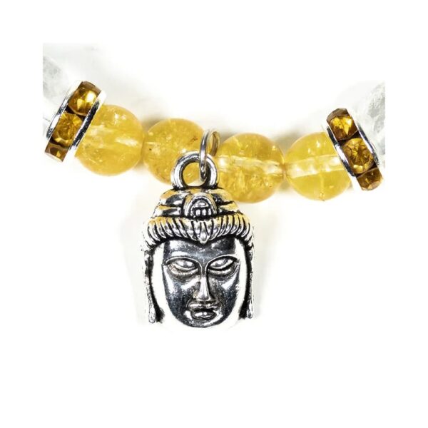 Armband Buddha av citrin och bergkristall, 8 mm pärlor - Bild 2