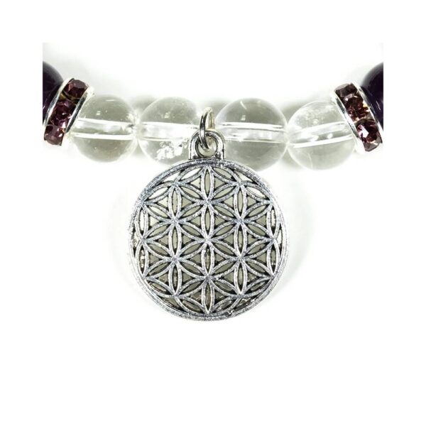 Armband bergkristall & ametist med livets blomma - Bild 2