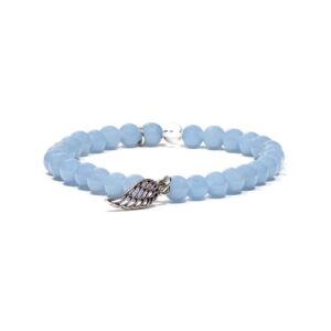 Angelit armband med änglavinge, 6 mm pärlor