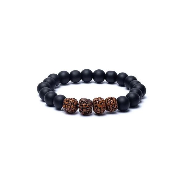 Armband rudraksha & svart onyx, 8 mm pärlor