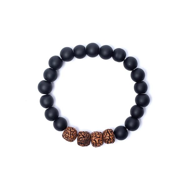 Armband rudraksha & svart onyx, 8 mm pärlor - Bild 2