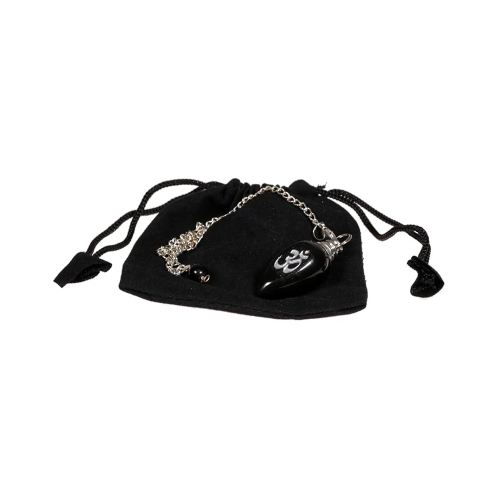 Pendel Aum av svart agat med sammetspåse - Bild 2