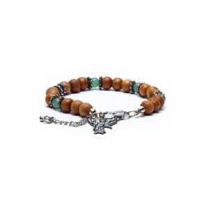 Armband ärkeängel Rafael av trä och grön aventurin