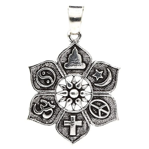 Hänge lotus med religiösa symboler, 2,8 cm