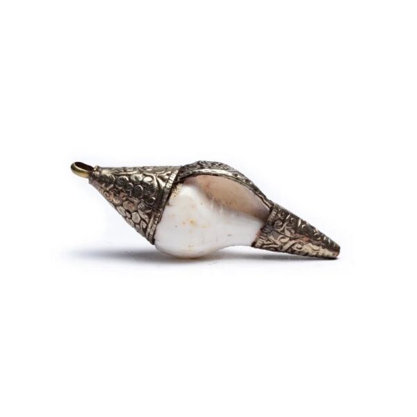 Hänge rituellt snäcka med vit metall, 7 cm - Bild 3
