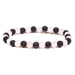 Armband av lavasten och rosenkvarts, 6 mm pärlor