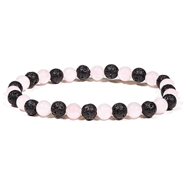 Armband av lavasten och rosenkvarts, 6 mm pärlor