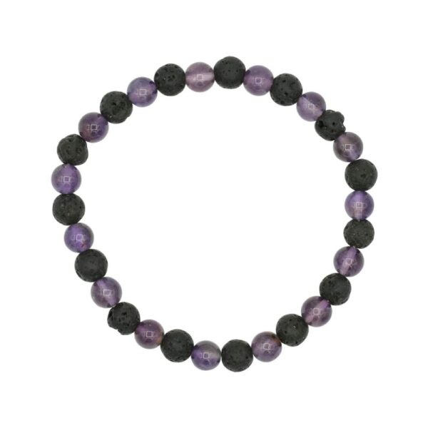 Armband av lavasten och ametist, 6 mm pärlor - Bild 2
