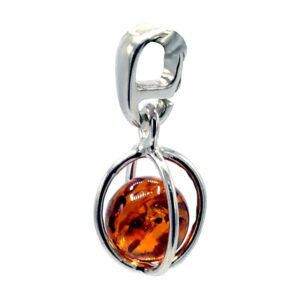 Hänge i sterlingsilver med bärnstens-kula
