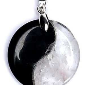 Hänge Yin Yang av Obsidian & Bergkristall, 30 mm