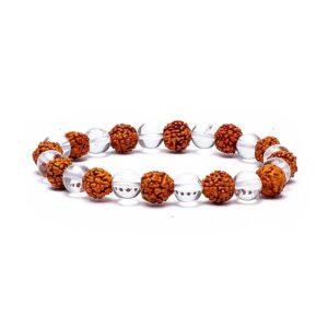 Rudraksha och bergkristall, armband