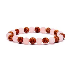 Rudraksha och rosenkvart, armband