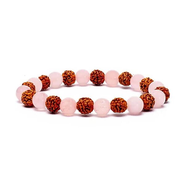 Rudraksha och rosenkvart, armband