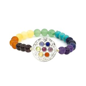 7 chakra och livets blomma, elastiskt armband
