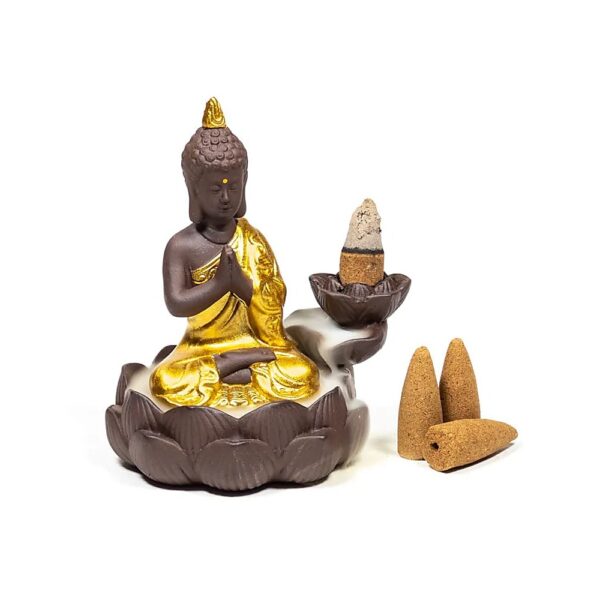 Backflow rökelsehållare Buddha, 12x10x9 cm