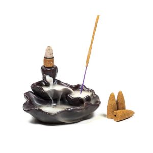 Backflow rökelsehållare Lotus i damm, 11x8x6cm