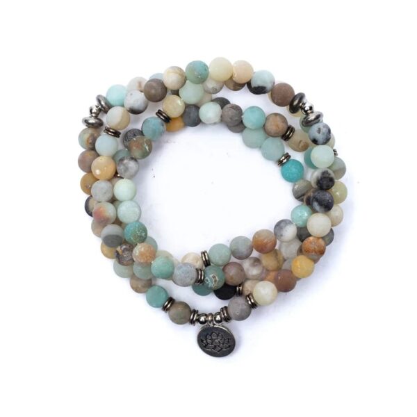 Mala amazonit med lotus  elastiskt, 0,8 cm - Bild 2