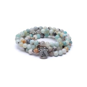 Mala amazonit med Buddha elastiskt, 0,8 cm