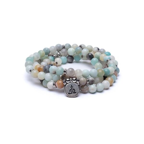 Mala amazonit med Buddha elastiskt, 0,8 cm