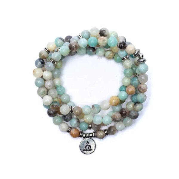 Mala amazonit med Buddha elastiskt, 0,8 cm - Bild 3