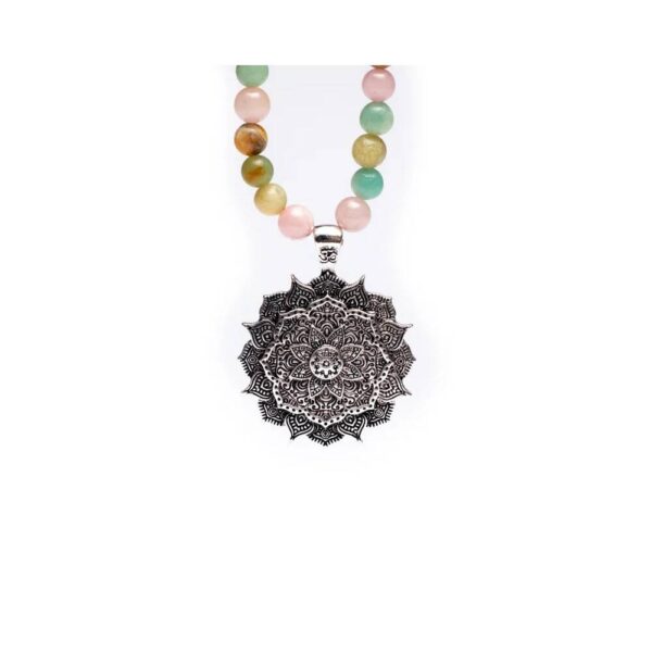 Mala rosenkvarts/amazonit/rhodonit + lotus, 0,8 cm - Bild 4