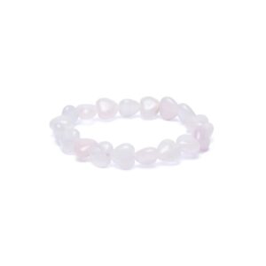 Armband rosenkvarts, elastiskt hjärtan, 10 mm