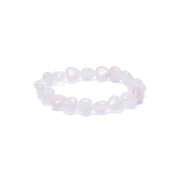 Armband rosenkvarts, elastiskt hjärtan, 10 mm
