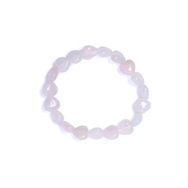 Armband rosenkvarts, elastiskt hjärtan, 10 mm - Bild 2