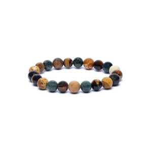 Armband kambaba jaspis/tigeröga/bildjaspis, elastiskt, 8 mm