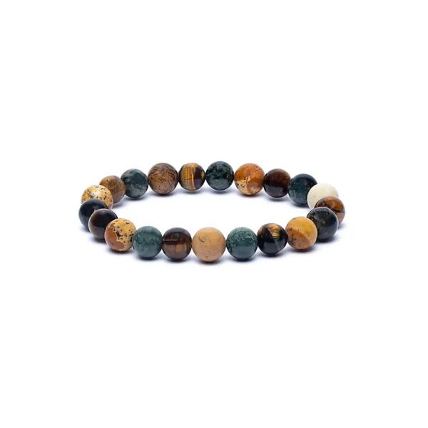 Armband kambaba jaspis/tigeröga/bildjaspis, elastiskt, 8 mm