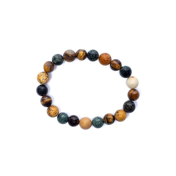 Armband kambaba jaspis/tigeröga/bildjaspis, elastiskt, 8 mm - Bild 2