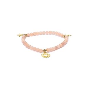 Armband solsten, elastiskt med stjärna/måne/sol-berlocker, 4 mm