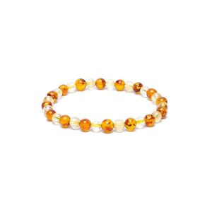 Armband bärnsten/citrin, elastiskt, 6 mm