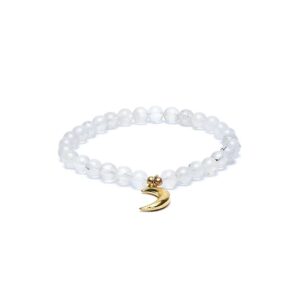Armband månsten, elastiskt med mån-berlock, 6 mm