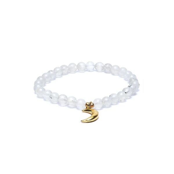 Armband månsten, elastiskt med mån-berlock, 6 mm