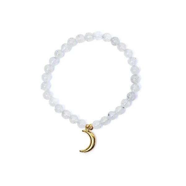 Armband månsten, elastiskt med mån-berlock, 6 mm - Bild 2