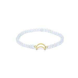Armband med månstens, elastiskt med mån-berlock, 4 mm