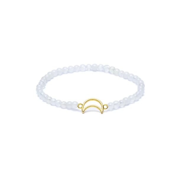 Armband med månstens, elastiskt med mån-berlock, 4 mm
